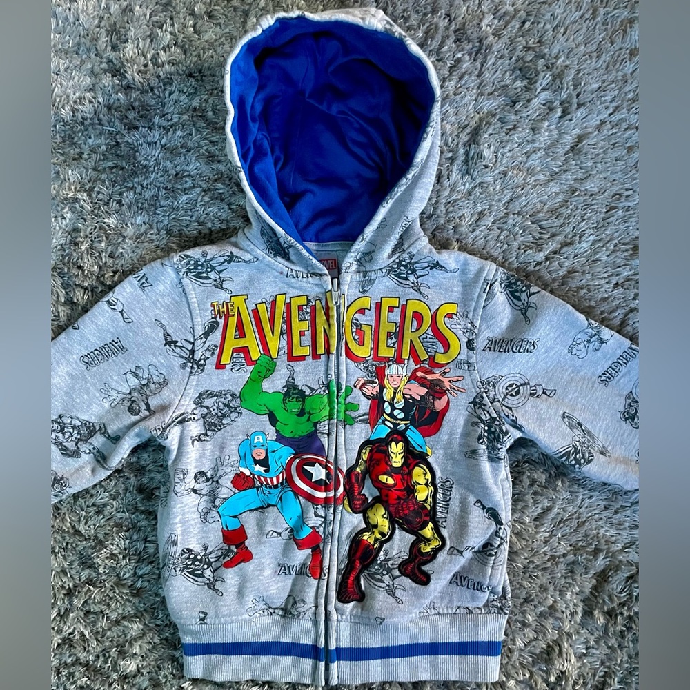 Marvel Avengers Grey Toddler Zip-Up Hoodie -3T